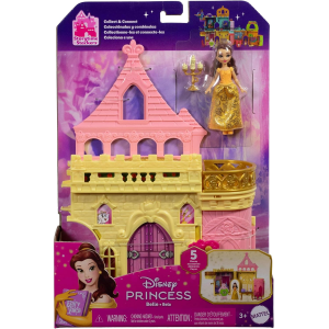 MATTEL JDP54 DISNEY PRINCESS- Il Castello di Belle, set componibile ispirato al film Disney con una mini bambola e 9 accessori - 3 ANNI+