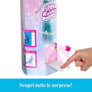 MATTEL JBG59 FROZEN ELSA SPIN & REVEAL, set con bambola e 11 sorprese da scoprire, 5 accessori e 5 adesivi - 3 ANNI+