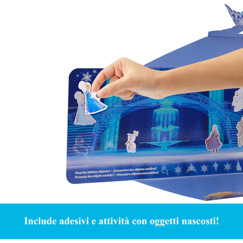 MATTEL JBG59 FROZEN ELSA SPIN & REVEAL, set con bambola e 11 sorprese da scoprire, 5 accessori e 5 adesivi - 3 ANNI+