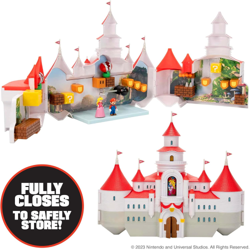 NINTENDO 41715 - Super Mario Bros - Movie Deluxe playset Castello di Peach con personaggi 4 cm.- 3 ANNI+