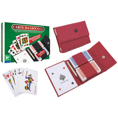CARTE DA GIOCO - POKER - BRIDGE - RAMINO- BURRACO, Globo exte' carte da poker 2 mazzi con astuccio