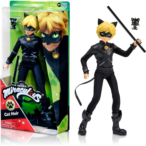 LADYBUG MIRACULOUS, PERSONAGGIO CAT NOIR 26 CM. ACTION FIGURE - 4 ANNI+
