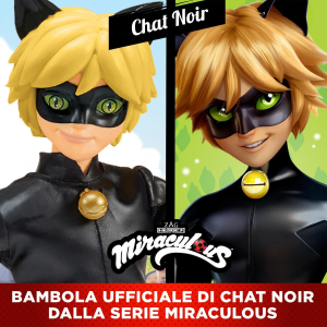 LADYBUG MIRACULOUS, PERSONAGGIO CAT NOIR 26 CM. ACTION FIGURE - 4 ANNI+
