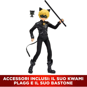 LADYBUG MIRACULOUS, PERSONAGGIO CAT NOIR 26 CM. ACTION FIGURE - 4 ANNI+