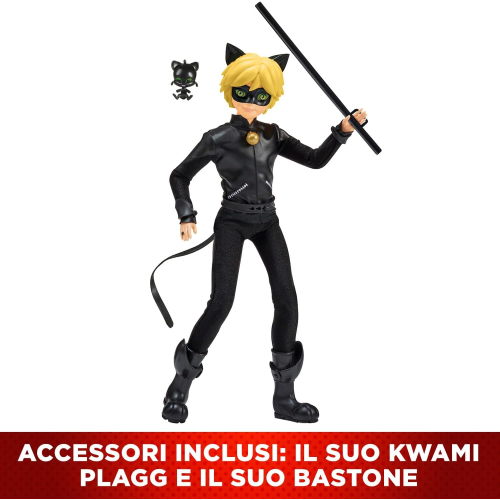 LADYBUG MIRACULOUS, PERSONAGGIO CAT NOIR 26 CM. ACTION FIGURE - 4 ANNI+