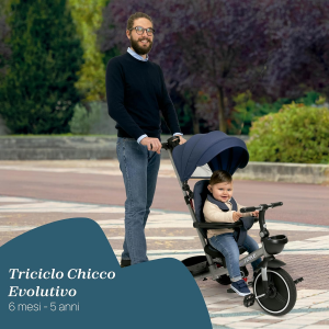 CHICCO 12136-00 TRIKE 4 IN 1, Triciclo evolutivo dai 10 mesi fino ai 5 anni