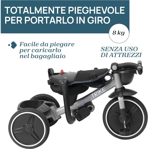 CHICCO 12136-00 TRIKE 4 IN 1, Triciclo evolutivo dai 10 mesi fino ai 5 anni