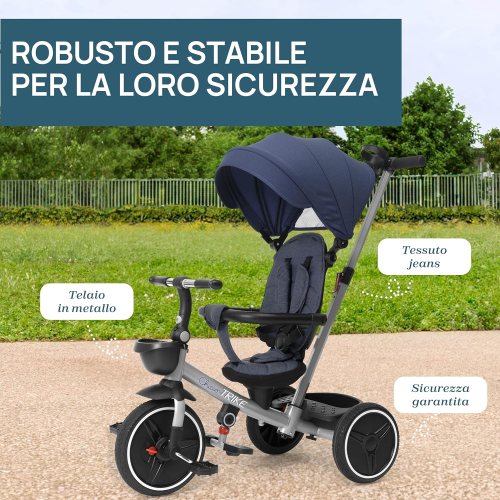 CHICCO 12136-00 TRIKE 4 IN 1, Triciclo evolutivo dai 10 mesi fino ai 5 anni
