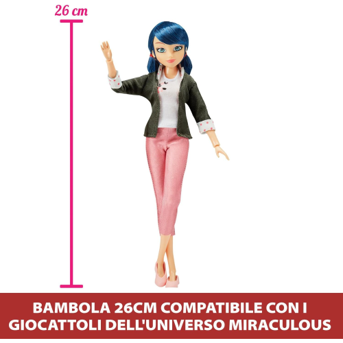 LADYBUG MIRACULOUS, PERSONAGGIO LADYBUG E MARINETTE 26 CM. ACTION FIGURE - 4 ANNI+