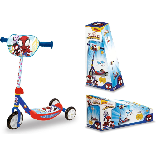 SMOBY 750918 MONOPATTINO SPIDEY 3 RUOTE TWIST, Manubrio regolabile, pedana antiscivolo, struttura in metallo  3 ANNI+
