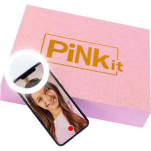 NICE PINK IT SELFIE RING CASE VALIGETTA, Set Trucchi con Specchio e Anello Luminoso per Selfie - 8 ANNI+