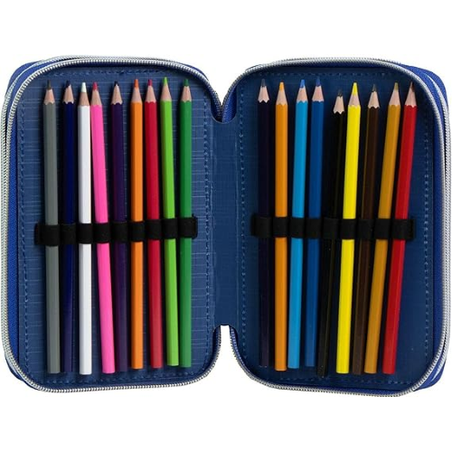 Giotto Avengers - Astuccio con accessori, con pennarelli, matite e penne, astuccio scolastico triplo