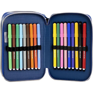 Giotto Avengers - Astuccio con accessori, con pennarelli, matite e penne, astuccio scolastico triplo