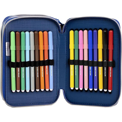 Giotto Avengers - Astuccio con accessori, con pennarelli, matite e penne, astuccio scolastico triplo