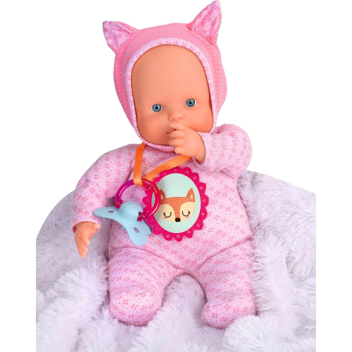 NENUCO SOFT 5 FUNZIONI, Rosa, Emette Suoni di Ciuccio e Succhiamento del Pollice come un Vero Bambino, Ride, Piange, Dice Mamma e Papà