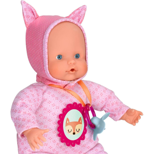 NENUCO SOFT 5 FUNZIONI, Rosa, Emette Suoni di Ciuccio e Succhiamento del Pollice come un Vero Bambino, Ride, Piange, Dice Mamma e Papà