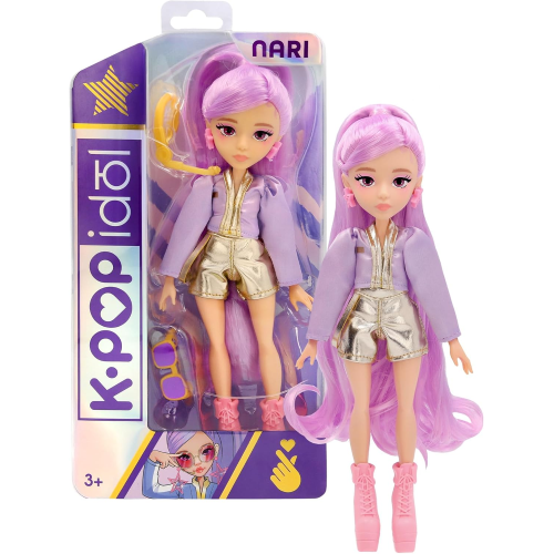 K-POP IDOL DEMON HUNTERS - Bambola Nari Bambole alla moda Stile K-Pop Power Idol, capelli lavanda. 3 accessori per creare outfit 