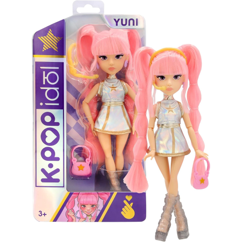 K-POP IDOL DEMON HUNTERS - Yuni Bambole alla moda Stile K-Pop Moonlight, capelli rosa intrecciati.. 3 accessori per creare outfit 