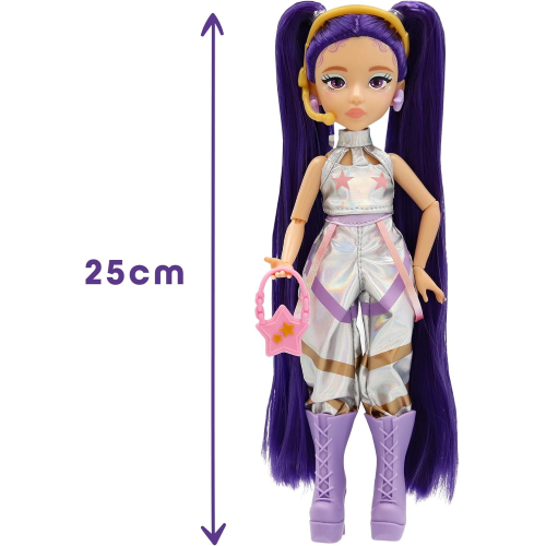 K-POP IDOL DEMON HUNTERS - Bambola Mina Bambole alla moda Stile K-Pop Starlight, capelli viola con codini. 3 accessori per creare outfit 