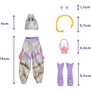 K-POP IDOL DEMON HUNTERS - Bambola Mina Bambole alla moda Stile K-Pop Starlight, capelli viola con codini. 3 accessori per creare outfit 
