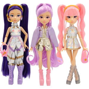 K-POP IDOL DEMON HUNTERS - Bambola Mina Bambole alla moda Stile K-Pop Starlight, capelli viola con codini. 3 accessori per creare outfit 