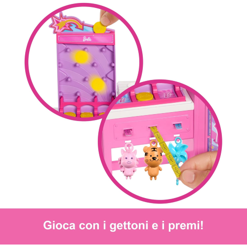 BARBIE Malibu e chiosco zucchero filato, set con bambola e 20 accessori inclusi - 3 ANNI+