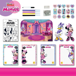LISCIANI 92932 MINNIE 2 IN 1 CARD GAME, Zainetto Coloring e Drawing School, Zaino, Lavagnette, Pennarelli, Multicolore, 92932
