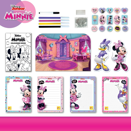 LISCIANI 92932 MINNIE 2 IN 1 CARD GAME, Zainetto Coloring e Drawing School, Zaino, Lavagnette, Pennarelli, Multicolore, 92932