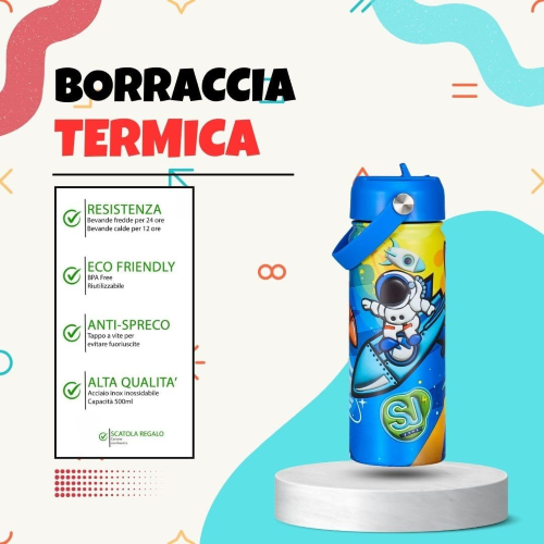 BORRACCIA SEVEN SJ BOYS SPACE ASTRONAUT - 500ML TERMICA IN ACCIAIO INOX 304 