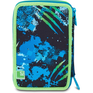 SEVEN 30C202541 ASTUCCIO SEVEN BOY TRIPLO ZIP, Air Tiger, Blu, Portapenne Triplo Scomparto Completo Di Penne, Matite, Colori