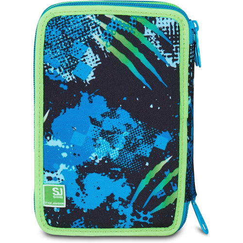 SEVEN 30C202541 ASTUCCIO SEVEN BOY TRIPLO ZIP, Air Tiger, Blu, Portapenne Triplo Scomparto Completo Di Penne, Matite, Colori