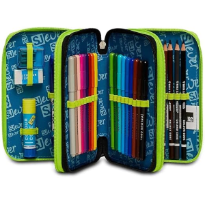 SEVEN 30C202330 ASTUCCIO SEVEN TRIPLO ZIP,STYLE JAM GANG  Portapenne Triplo Scomparto Completo Di Penne, Matite, Colori