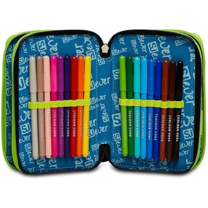 SEVEN 30C202330 ASTUCCIO SEVEN TRIPLO ZIP,STYLE JAM GANG  Portapenne Triplo Scomparto Completo Di Penne, Matite, Colori