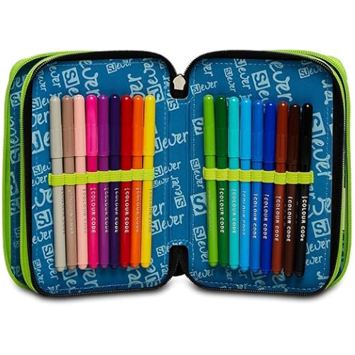 SEVEN 30C202330 ASTUCCIO SEVEN TRIPLO ZIP,STYLE JAM GANG  Portapenne Triplo Scomparto Completo Di Penne, Matite, Colori