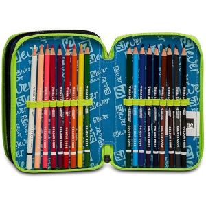 SEVEN 30C202330 ASTUCCIO SEVEN TRIPLO ZIP,STYLE JAM GANG  Portapenne Triplo Scomparto Completo Di Penne, Matite, Colori