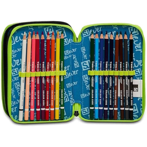 SEVEN 30C202330 ASTUCCIO SEVEN TRIPLO ZIP,STYLE JAM GANG  Portapenne Triplo Scomparto Completo Di Penne, Matite, Colori