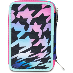 SEVEN 300102533 ASTUCCIO SEVEN GIRL LOVE TRIPLO ZIP, Viola Fucsia, Completo Di Penne, Matite, Colori