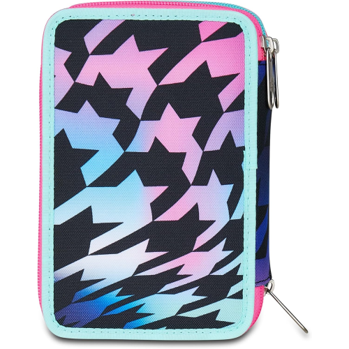 SEVEN 300102533 ASTUCCIO SEVEN GIRL LOVE TRIPLO ZIP, Viola Fucsia, Completo Di Penne, Matite, Colori