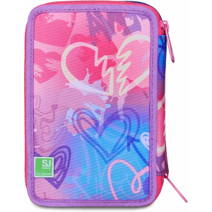 SEVEN 30C202511 ASTUCCIO SEVEN GIRL FUCSIA TRIPLO ZIP, Viola Fucsia, Completo Di Penne, Matite, Colori