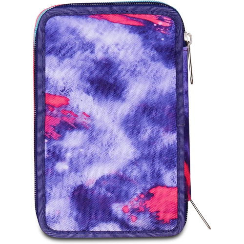 SEVEN 300102541 ASTUCCIO SEVEN GIRLVIOLA TRIPLO ZIP, Portapenne Triplo Scomparto Completo Di Penne, Matite, Colori, Accessori