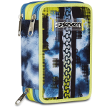 SEVEN 300102537 ASTUCCIO SEVEN GRIGIO TRIPLO ZIP, Portapenne Triplo Scomparto Completo Di Penne, Matite, Colori, Accessori