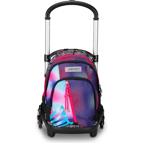 SEVEN 200112452 ZAINO SEVEN TROLLEYScuola Flex 3 Ruote, Rosa, Shadefull Girl , Zaino Con Carrello Sganciabile