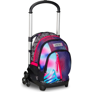 SEVEN 200112452 ZAINO SEVEN TROLLEYScuola Flex 3 Ruote, Rosa, Shadefull Girl , Zaino Con Carrello Sganciabile