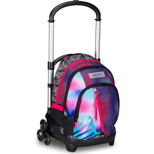 SEVEN 200112452 ZAINO SEVEN TROLLEYScuola Flex 3 Ruote, Rosa, Shadefull Girl , Zaino Con Carrello Sganciabile