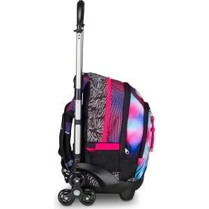 SEVEN 200112452 ZAINO SEVEN TROLLEYScuola Flex 3 Ruote, Rosa, Shadefull Girl , Zaino Con Carrello Sganciabile