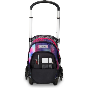 SEVEN 200112452 ZAINO SEVEN TROLLEYScuola Flex 3 Ruote, Rosa, Shadefull Girl , Zaino Con Carrello Sganciabile