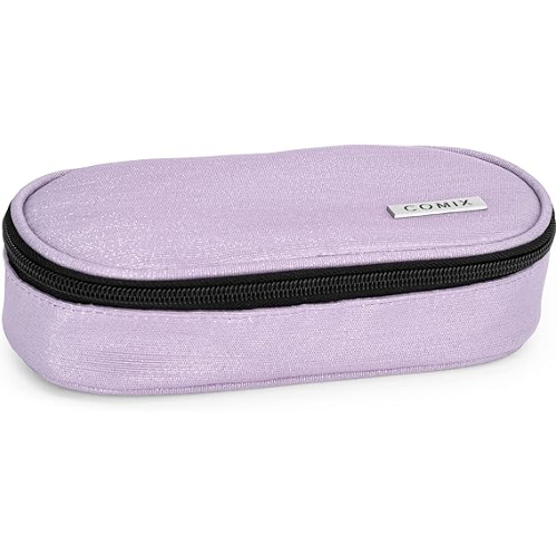 BUSTINA COMIX Lurex - 74119LL - Astuccio Ovale Organizzato, CHIUSURA a Zip, Interno con Passanti Elastici ai Lati, 22x5Hx7 cm