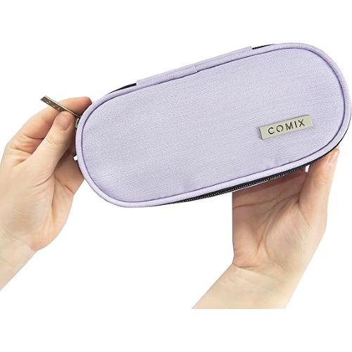 BUSTINA COMIX Lurex - 74119LL - Astuccio Ovale Organizzato, CHIUSURA a Zip, Interno con Passanti Elastici ai Lati, 22x5Hx7 cm