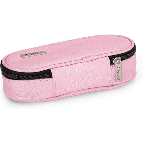 BUSTINA COMIX Lurex - 74119LR - Astuccio Ovale Organizzato, CHIUSURA a Zip, Interno con Passanti Elastici ai Lati, 22x5Hx7 cm