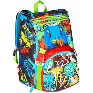 SEVEN 20C202500 ZAINO SEVEN SJ GANG GAME LED BOY, Blu, Tasca con LED Joystick, Tasca per Borraccia, 24 LITRI